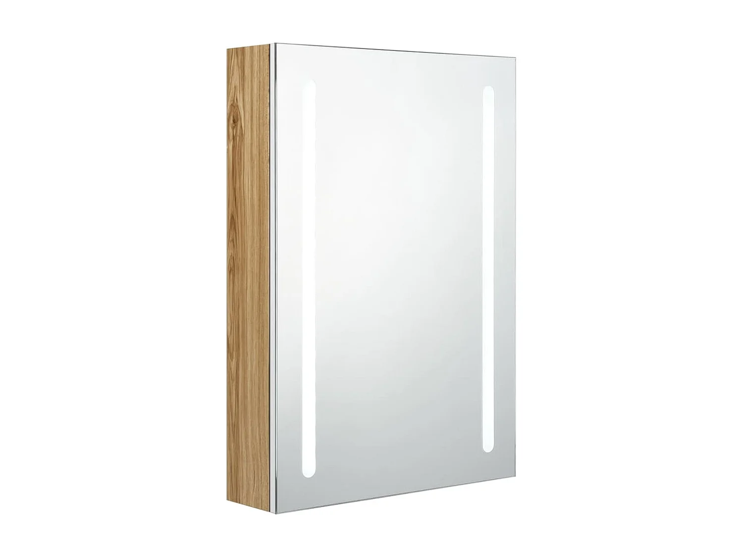 Armoire de salle de bain à miroir LED blanc et chêne 50x13x70cm