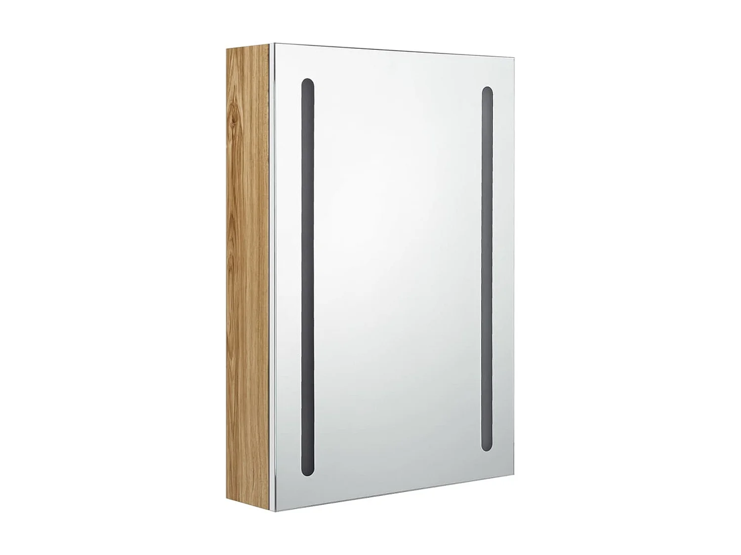 Armoire de salle de bain à miroir LED blanc et chêne 50x13x70cm
