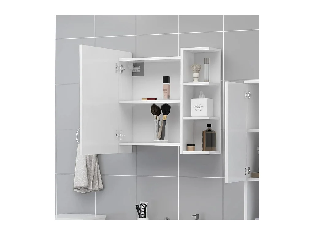Armoire à miroir de salle de bain Blanc Bois d’ingénierie
