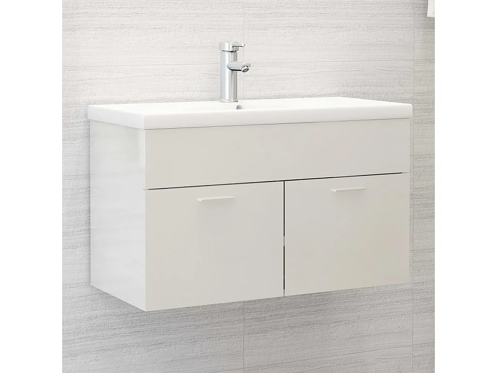 Armário lavatório + lavatório embutido derivados madeira