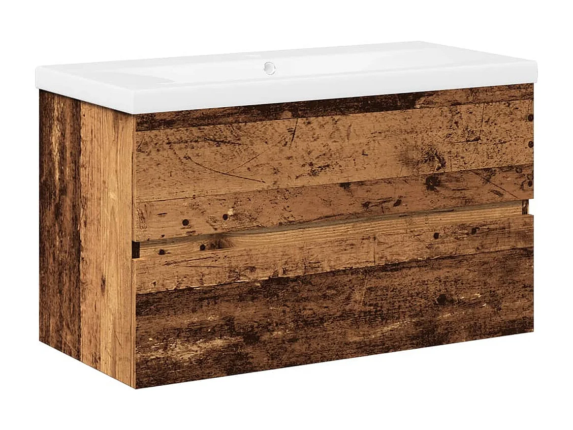 Meuble avec vasque intégrée vieux bois 81x39,5x49 cm