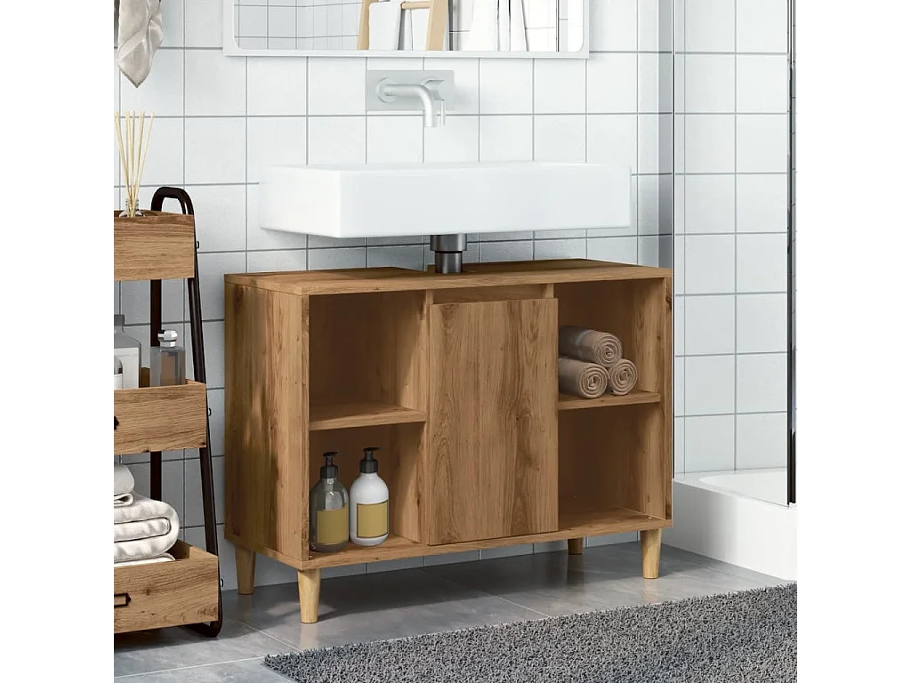 Armoire de salle de bain chêne artisanal bois d'ingénierie