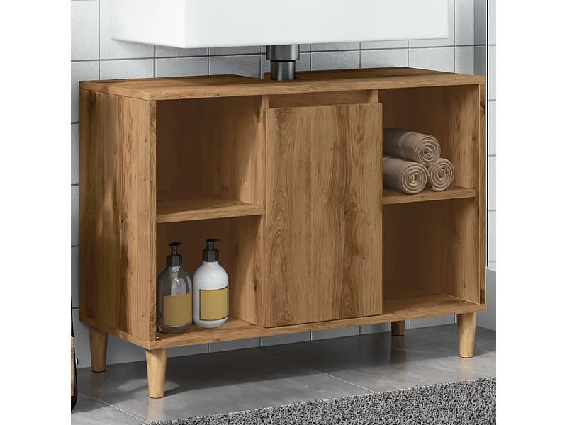 Mobile da Bagno Rovere Artigianale 80x33x60cm Legno Multistrato