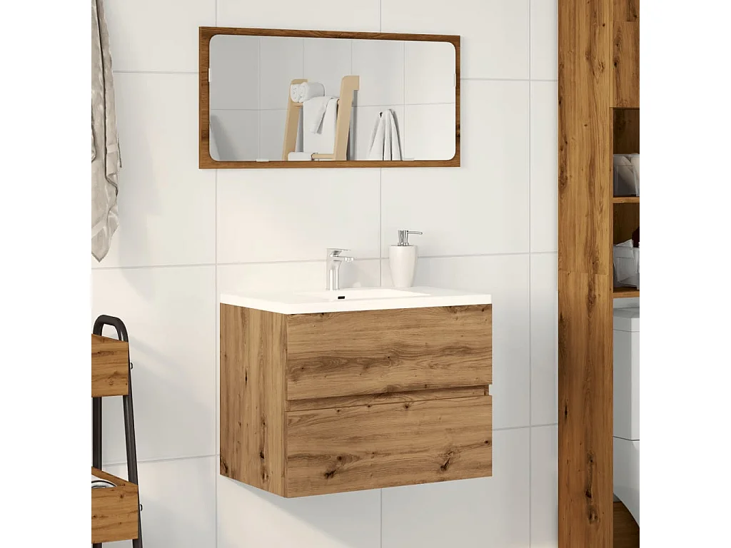 Armoire de salle de bain chêne artisanal bois d'ingénierie