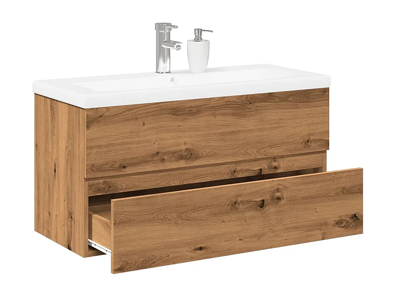 Waschbeckenschrank mit Einbaubecken Artisan-Eiche 91x39,5x49 cm