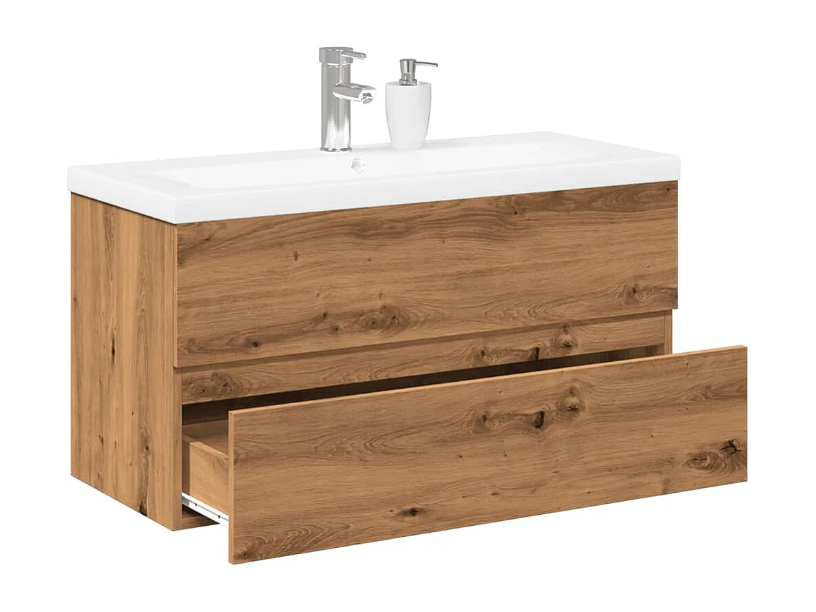 Waschbeckenschrank mit Einbaubecken Artisan-Eiche 91x39,5x49 cm