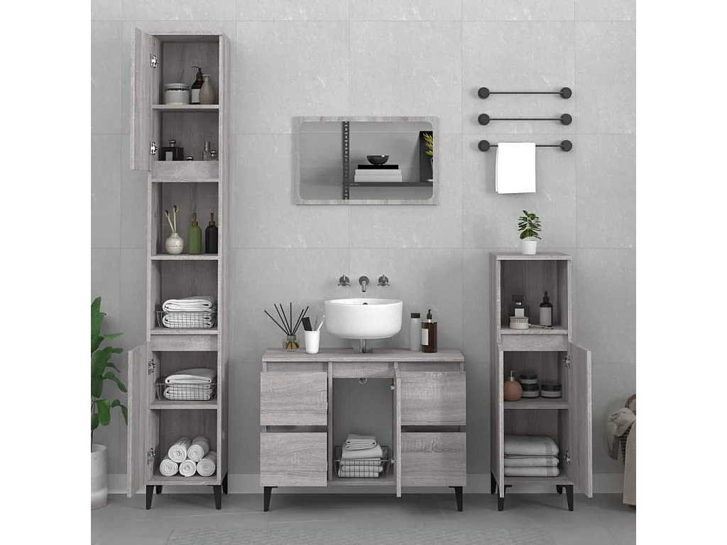 Móvel p/ lavatório 80x33x60 cm derivados madeira cinza sonoma