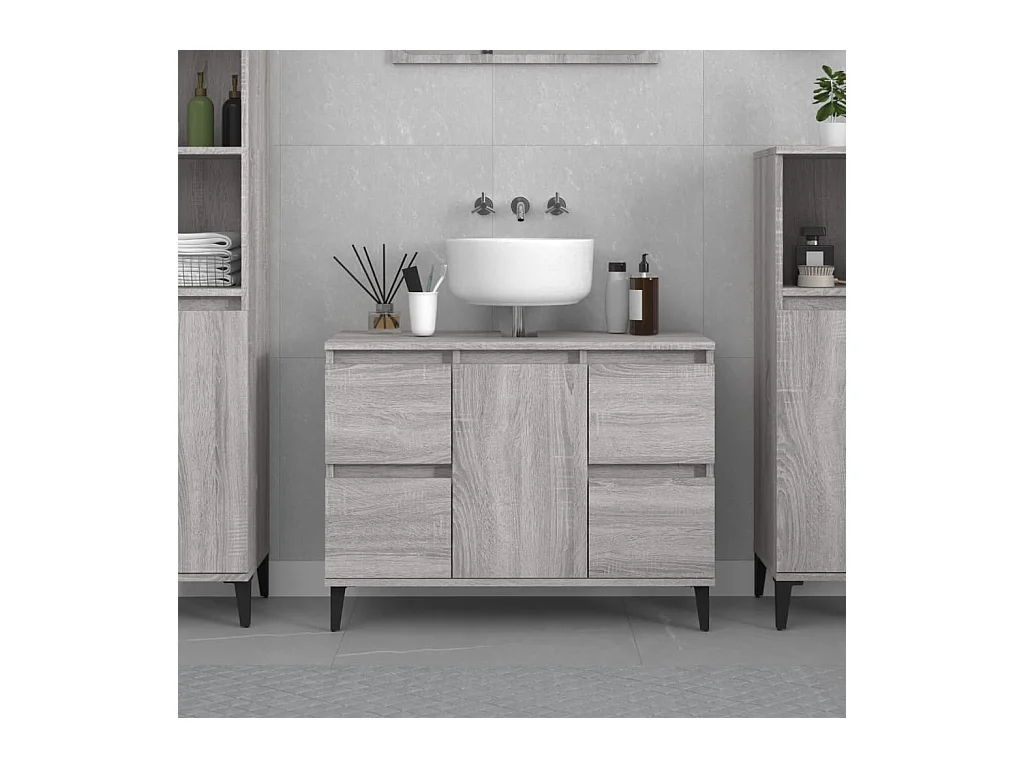 Mobile Lavabo Grigio Sonoma 80x33x60 cm in Legno Multistrato