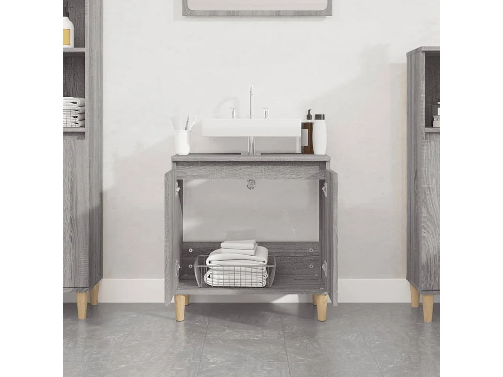 Meuble d'évier sonoma gris 58x33x60 cm bois d'ingénierie