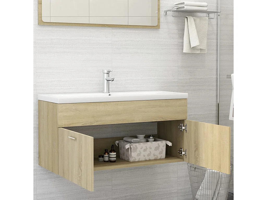 Armário lavatório c/lavatório embutido derivados madeira sonoma