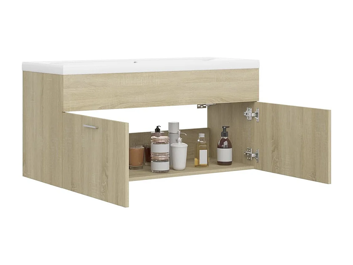 Armário lavatório c/lavatório embutido derivados madeira sonoma