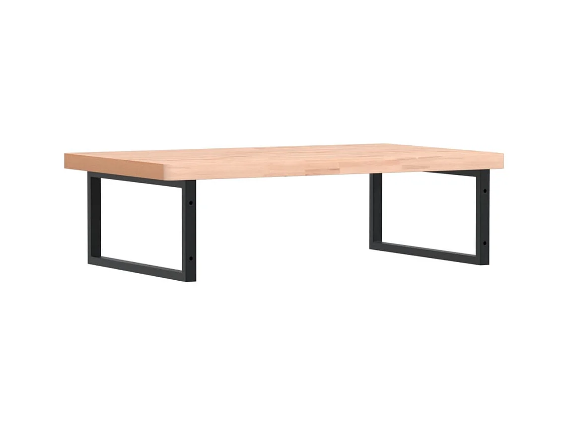 Ripiano a Parete per Lavabo in Acciaio e Massello di Faggio