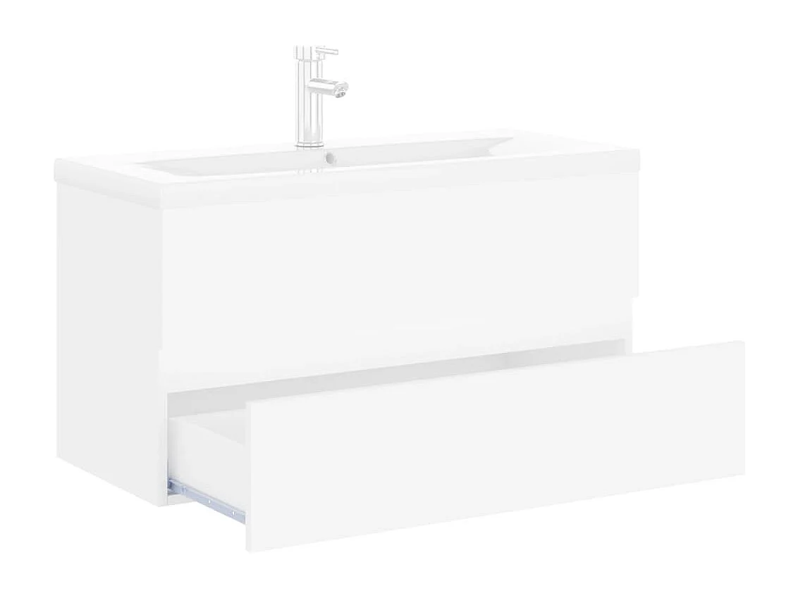 Mobile con Lavabo Integrato Bianco in Legno Multistrato