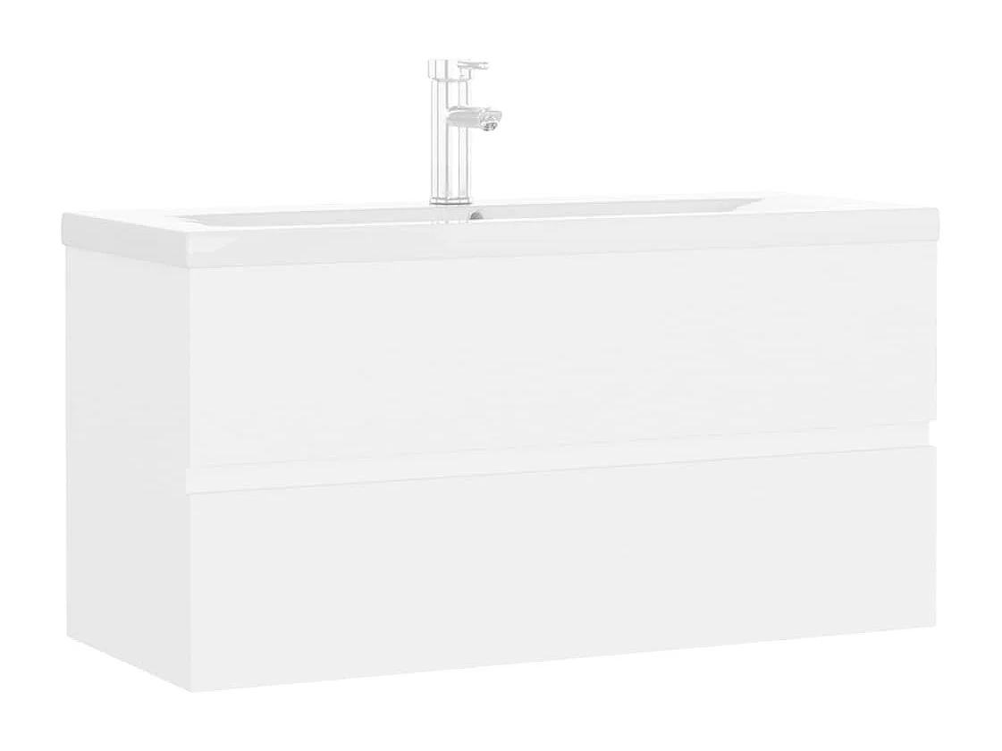 Mobile con Lavabo Integrato Bianco in Legno Multistrato