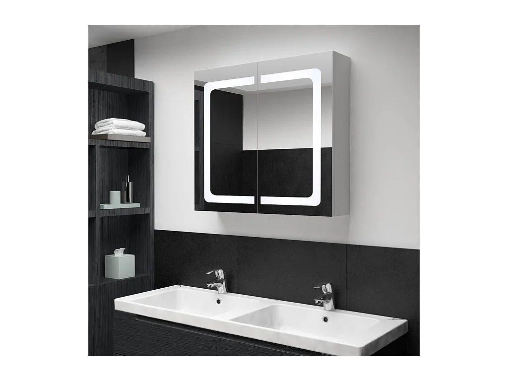 Armoire de salle de bain à miroir LED 80x12,2x68 cm