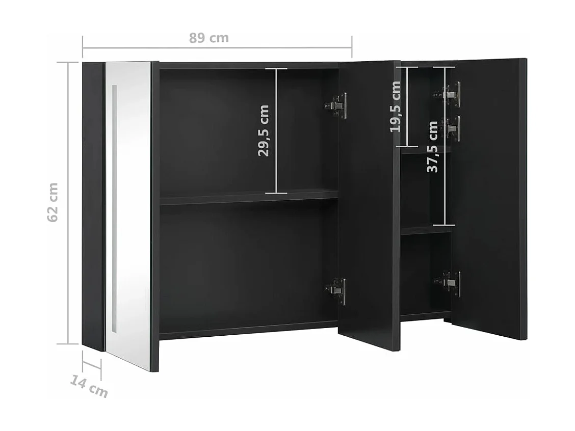 LED-Spiegelschrank fürs Bad 89x14x62 cm
