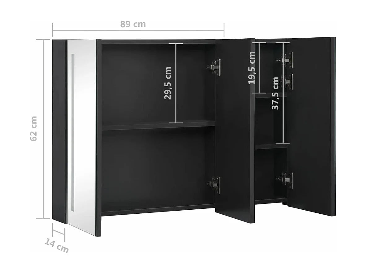 LED-Spiegelschrank fürs Bad 89x14x62 cm