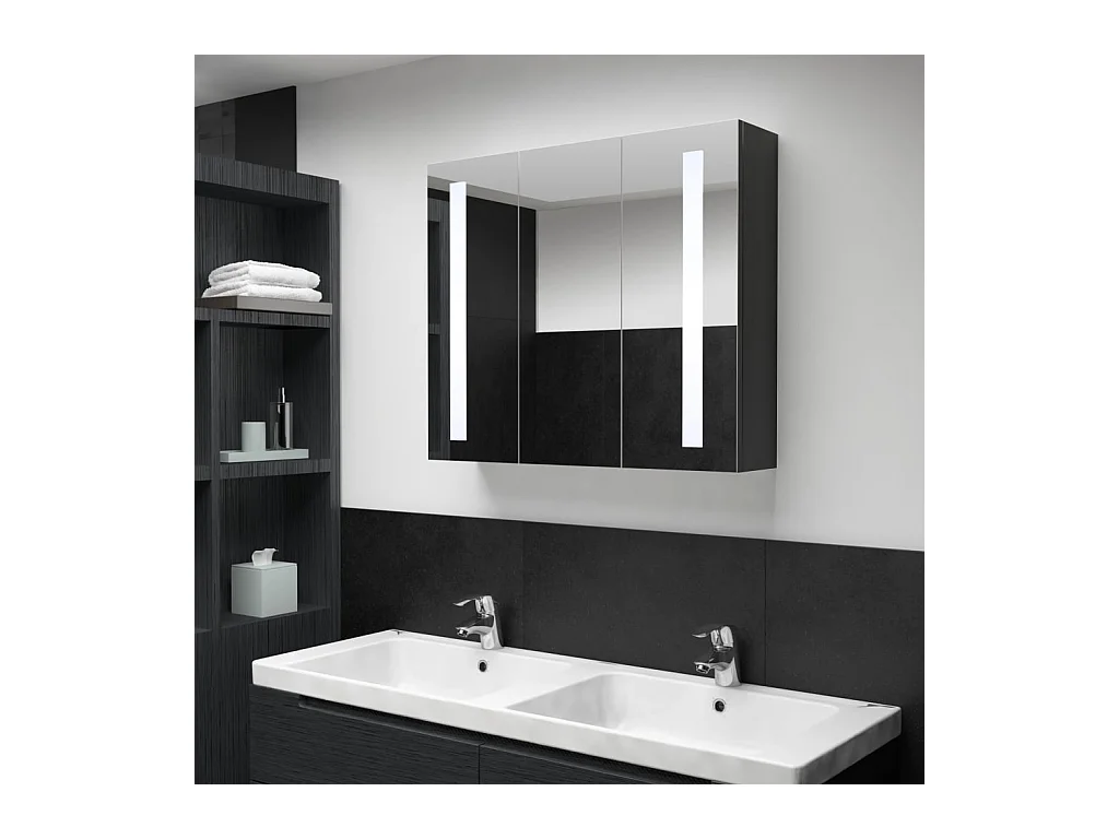Armoire de salle de bain à miroir LED 89x14x62 cm