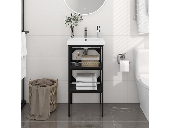 VidaXL Struttura per Lavabo da Bagno Bianca 59x38x83 cm in Ferro