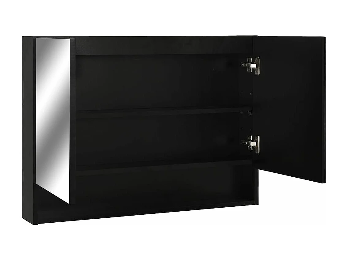 Armoire à miroir de salle de bain LED Noir 80x15x60 cm MDF