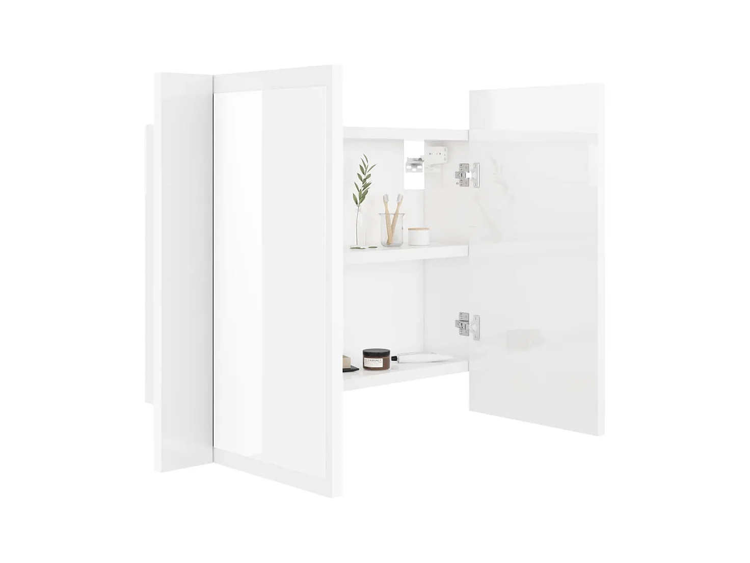 Armoire à miroir de bain à LED Blanc brillant Acrylique