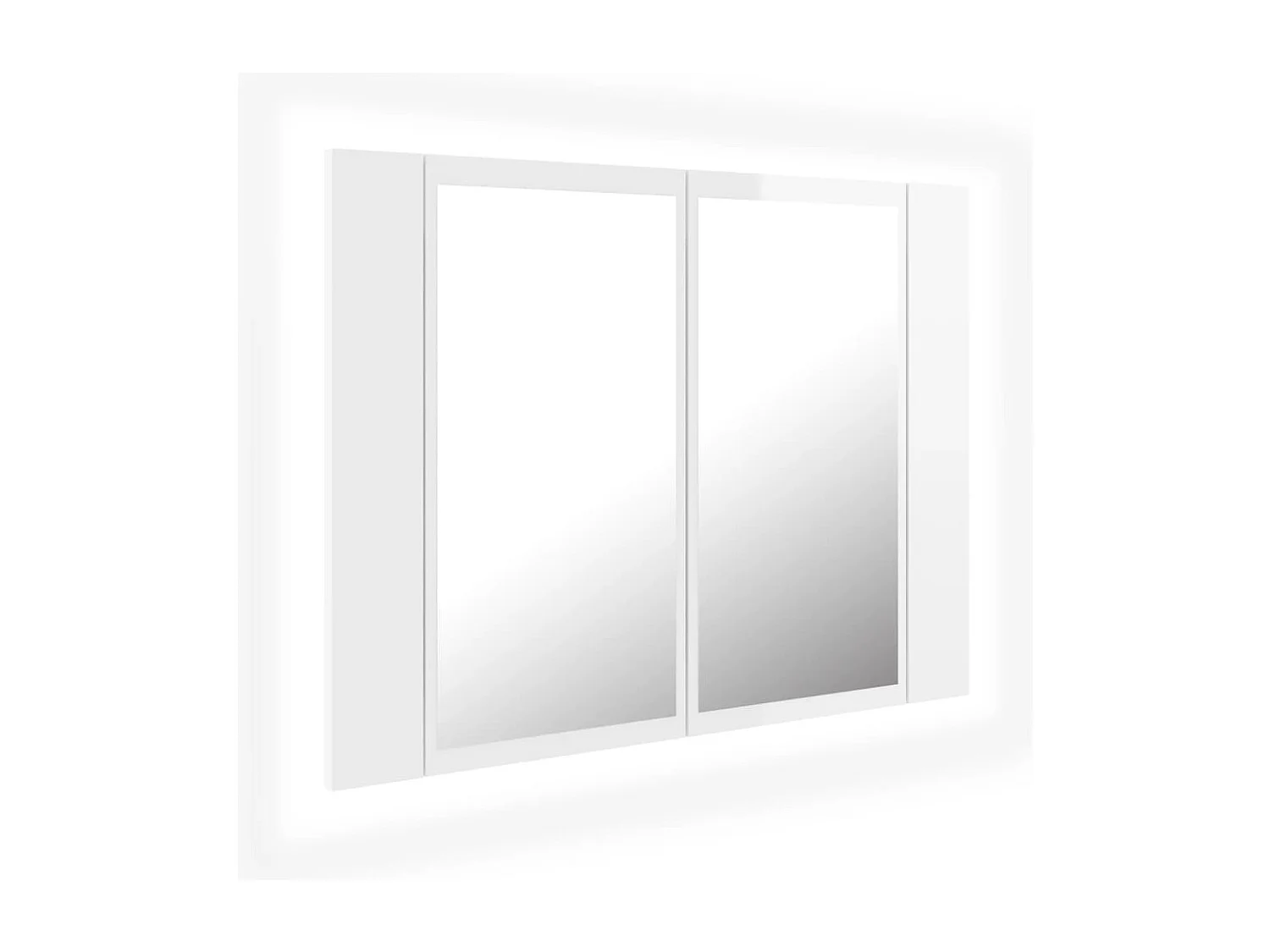 Armoire à miroir de bain à LED Blanc brillant Acrylique