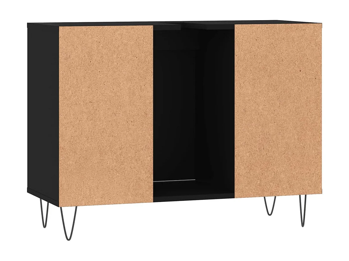 Armoire de salle de bain noir 80x33x60 cm bois d'ingénierie