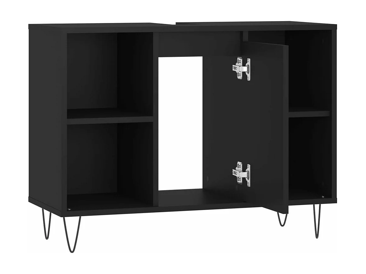 Armoire de salle de bain noir 80x33x60 cm bois d'ingénierie