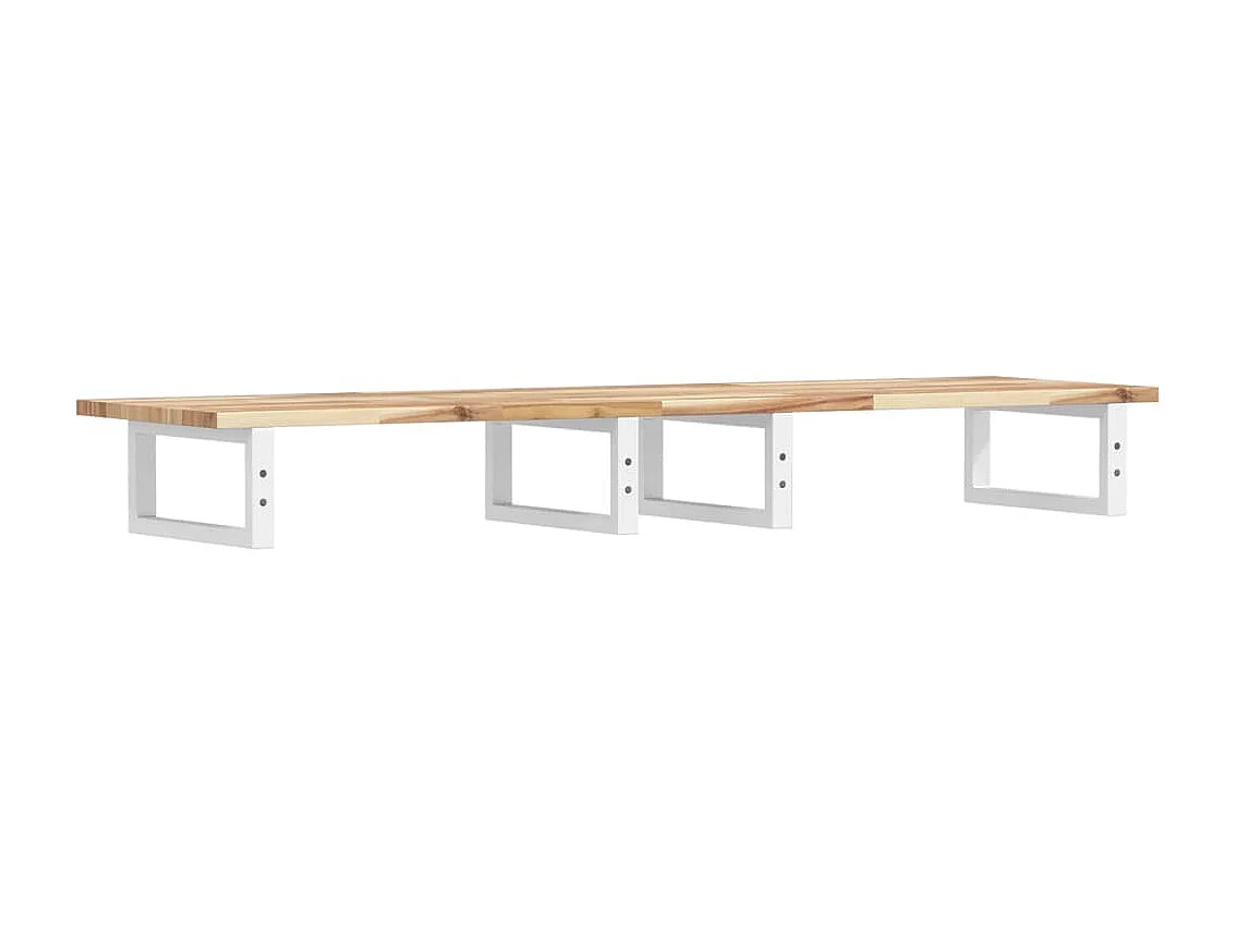 Ripiano a Parete per Lavabo in Acciaio e Massello di Acacia