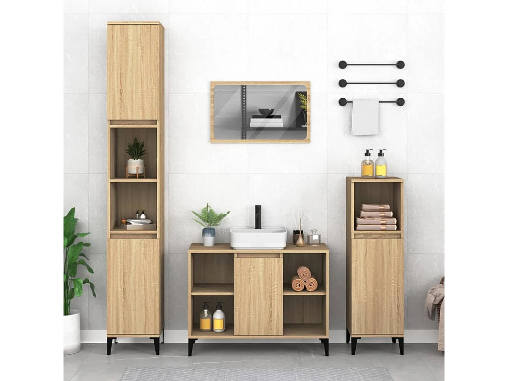 Waschbeckenunterschrank Sonoma-Eiche 80x33x60 cm Holzwerkstoff