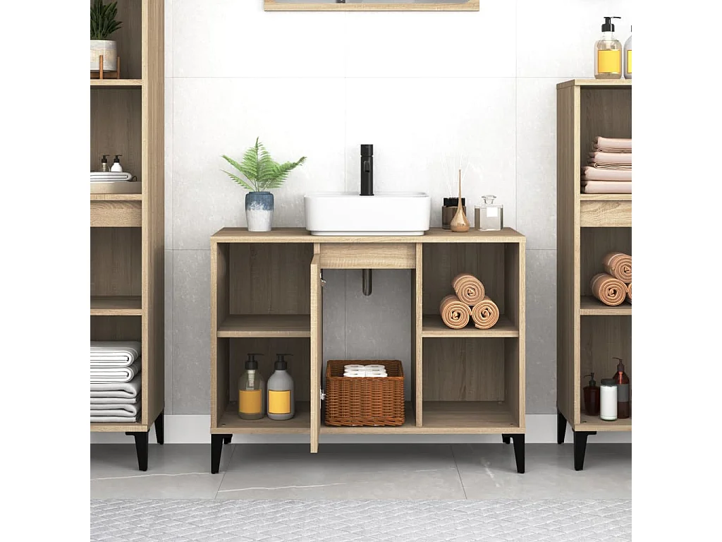 Waschbeckenunterschrank Sonoma-Eiche 80x33x60 cm Holzwerkstoff