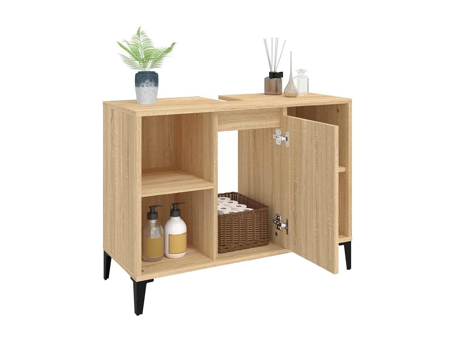 Waschbeckenunterschrank Sonoma-Eiche 80x33x60 cm Holzwerkstoff