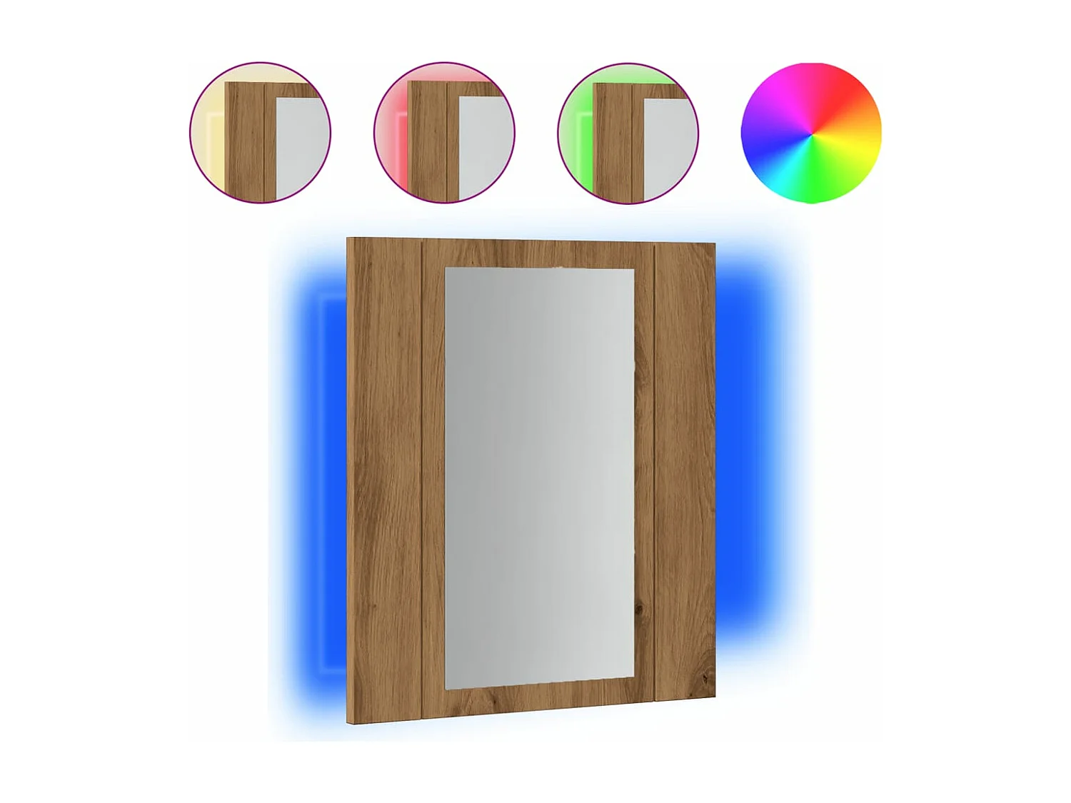 Mobile Bagno Specchio LED Rovere 40x12x45 cm Multistrato