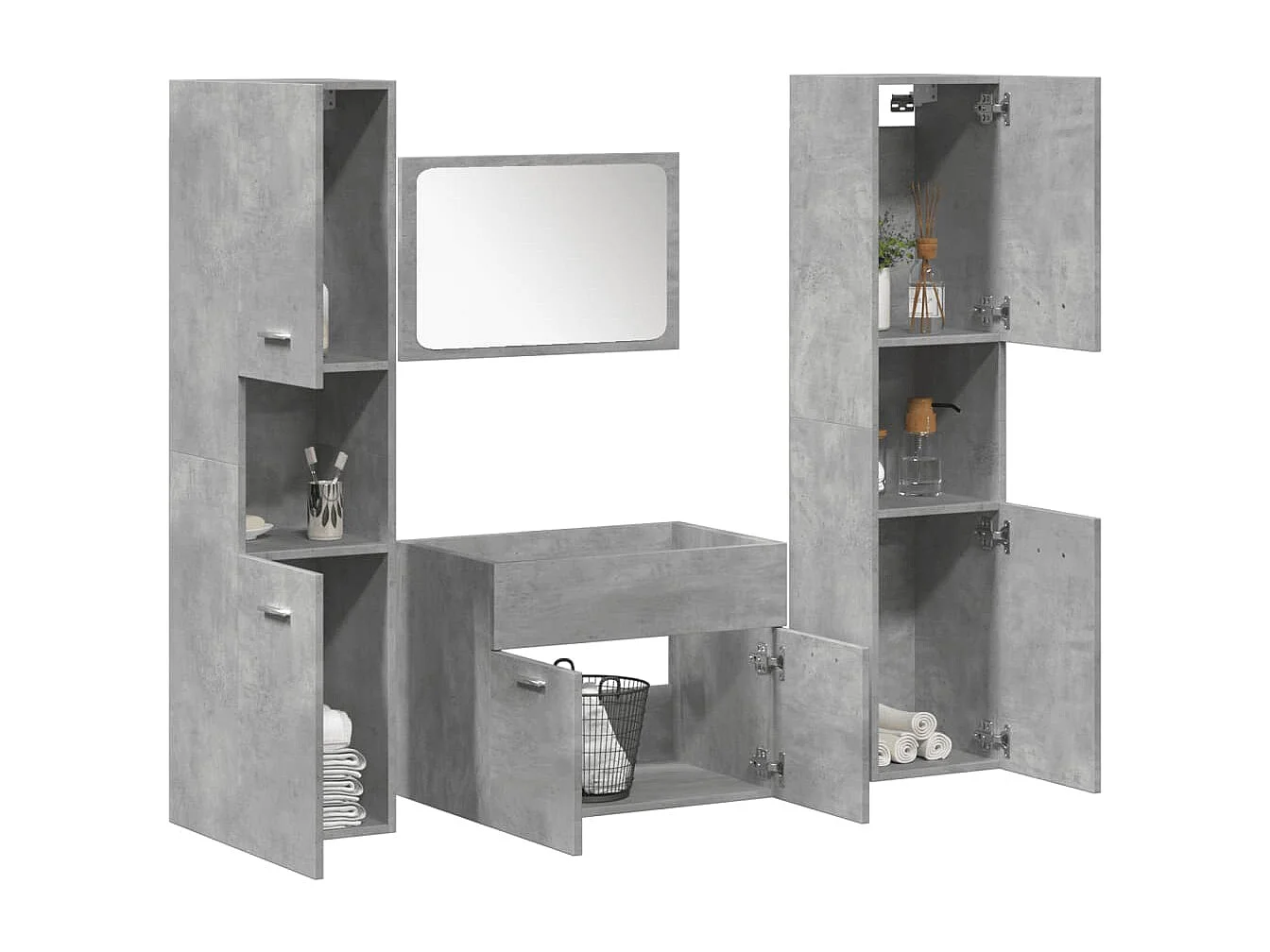 Ensemble de meubles de salle de bain 4 pcs gris béton