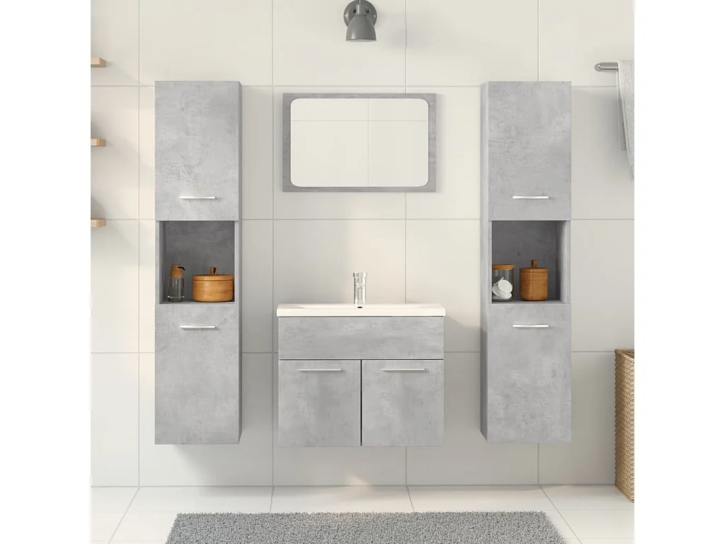 Ensemble de meubles de salle de bain 4 pcs gris béton