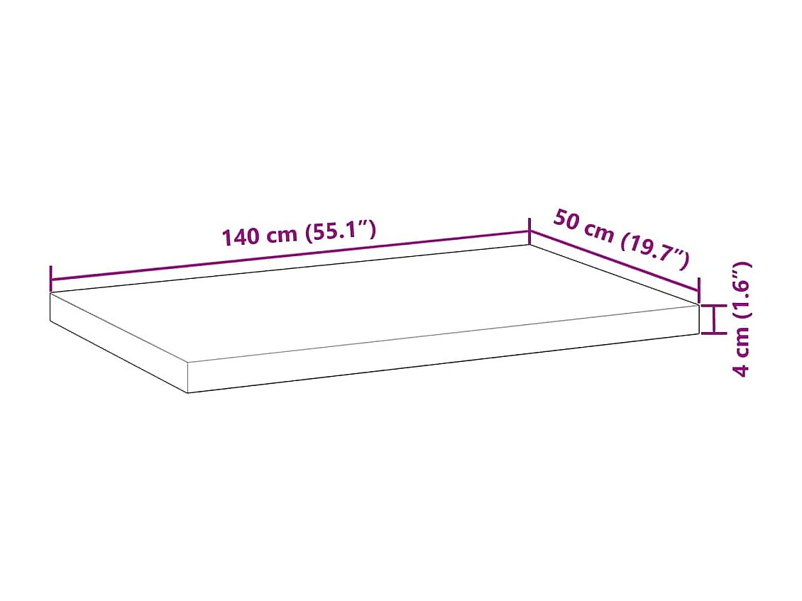 Piano da Bagno Finitura a Olio 140x50x4 cm in Legno di Acacia