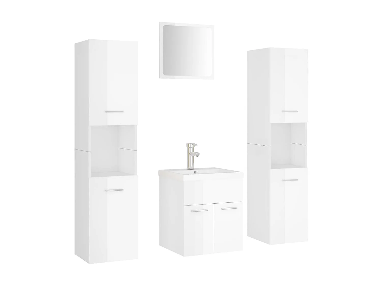 Conjunto de móveis de casa de banho em aglomerado branco brilhante