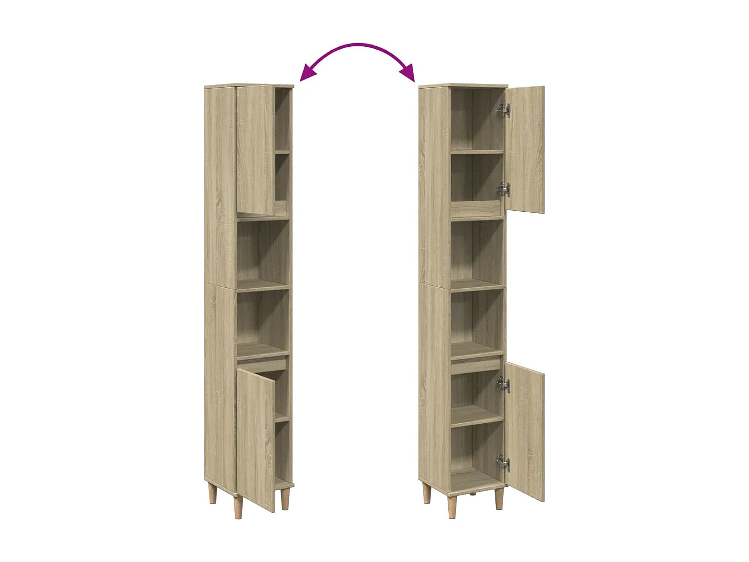 Badkamerkast 30x30x190 cm bewerkt hout sonoma eikenkleurig