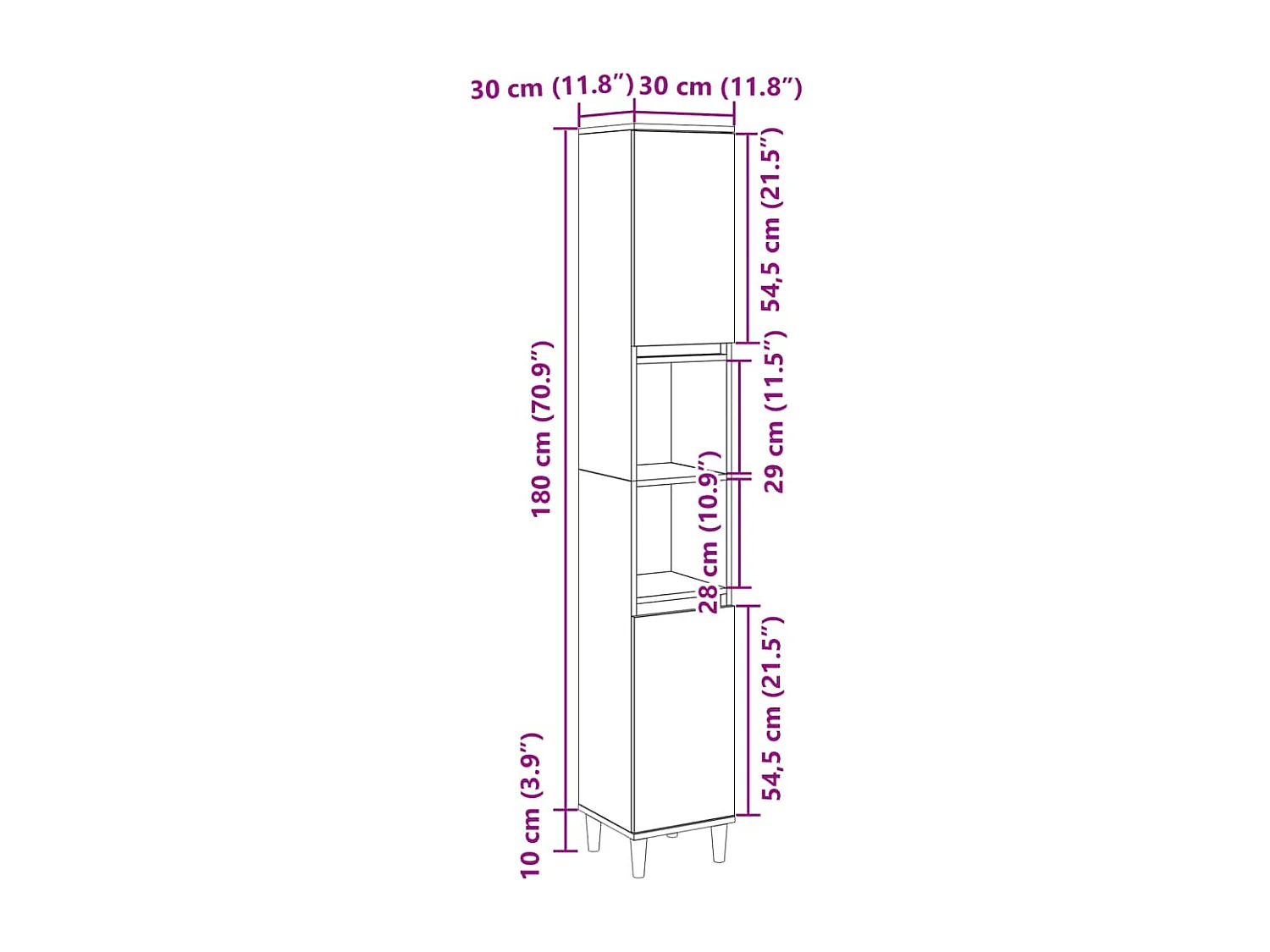 Armoire salle de bain chêne sonoma 30x30x190 cm