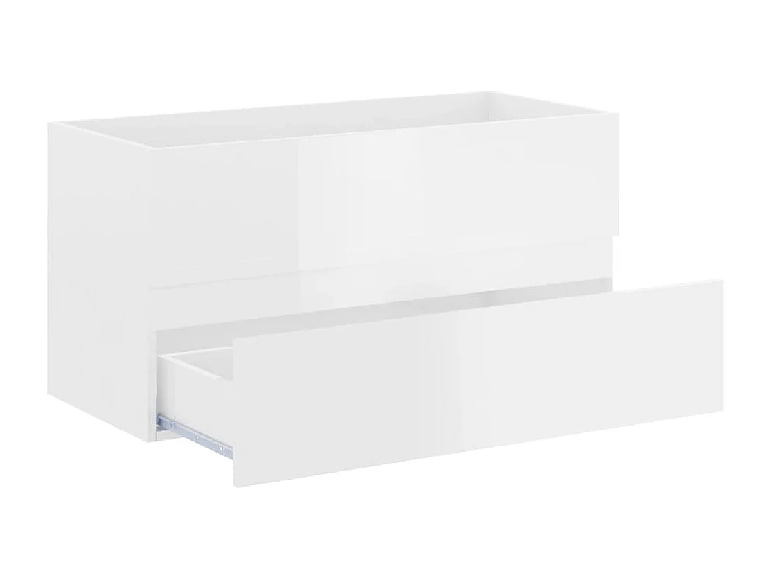 Mobile con Lavabo Integrato Bianco Lucido in Legno Multistrato