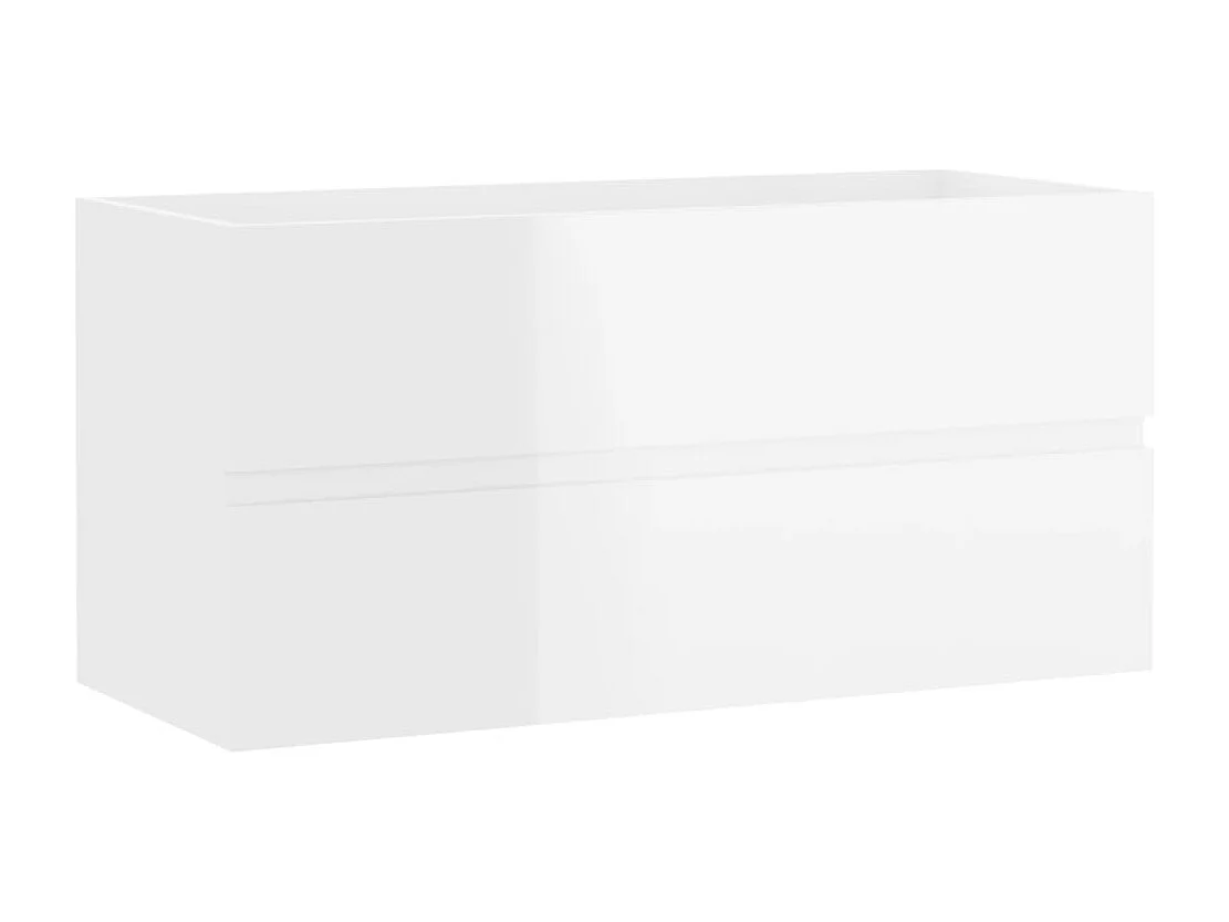 Mobile con Lavabo Integrato Bianco Lucido in Legno Multistrato