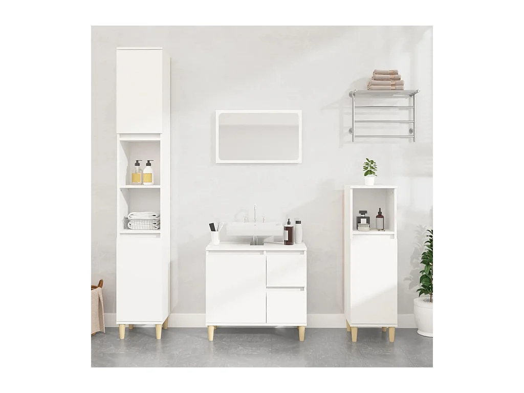 Armoire de salle de bain blanc 30x30x190 cm bois d'ingénierie