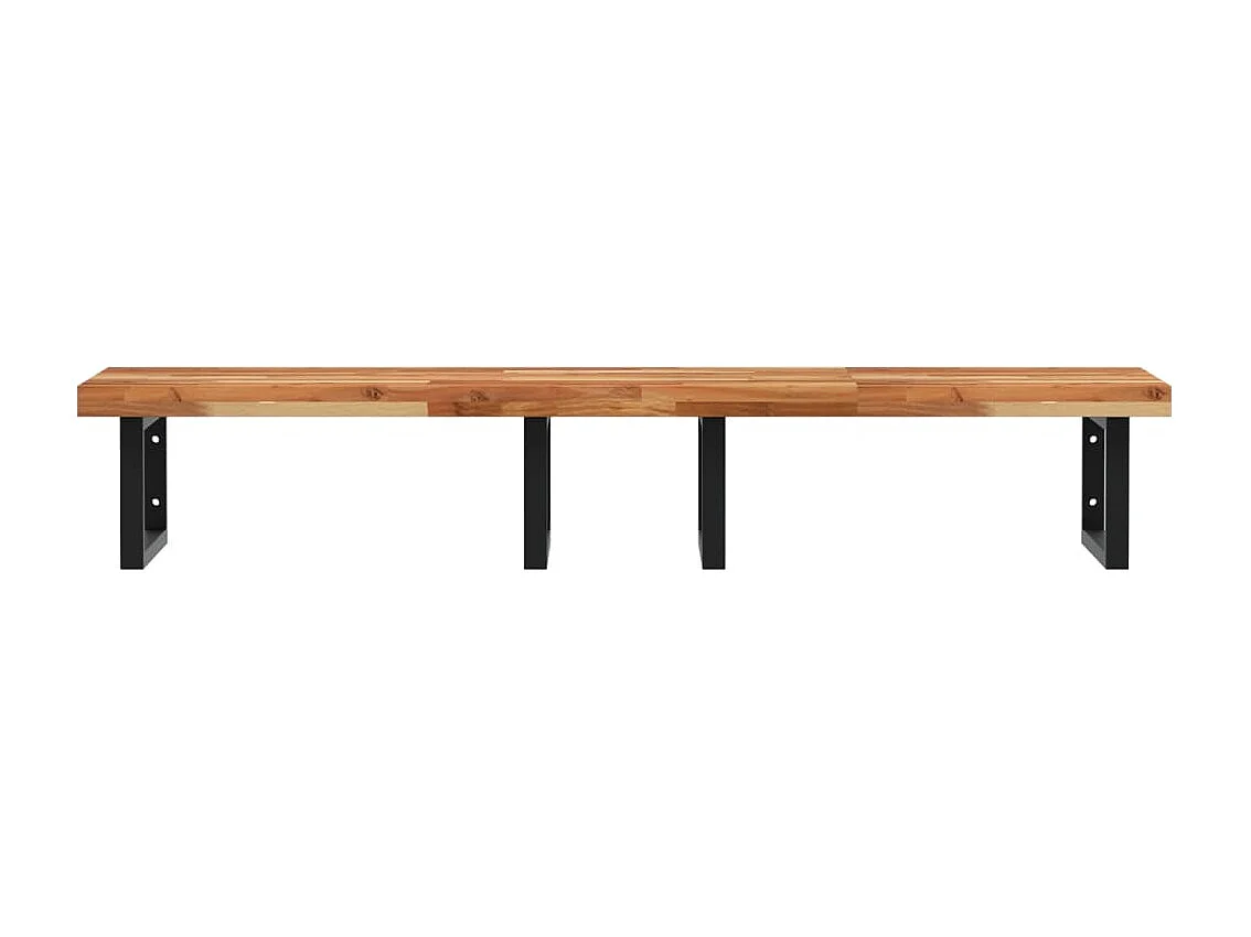 Ripiano a Parete per Lavabo in Acciaio e Massello di Acacia