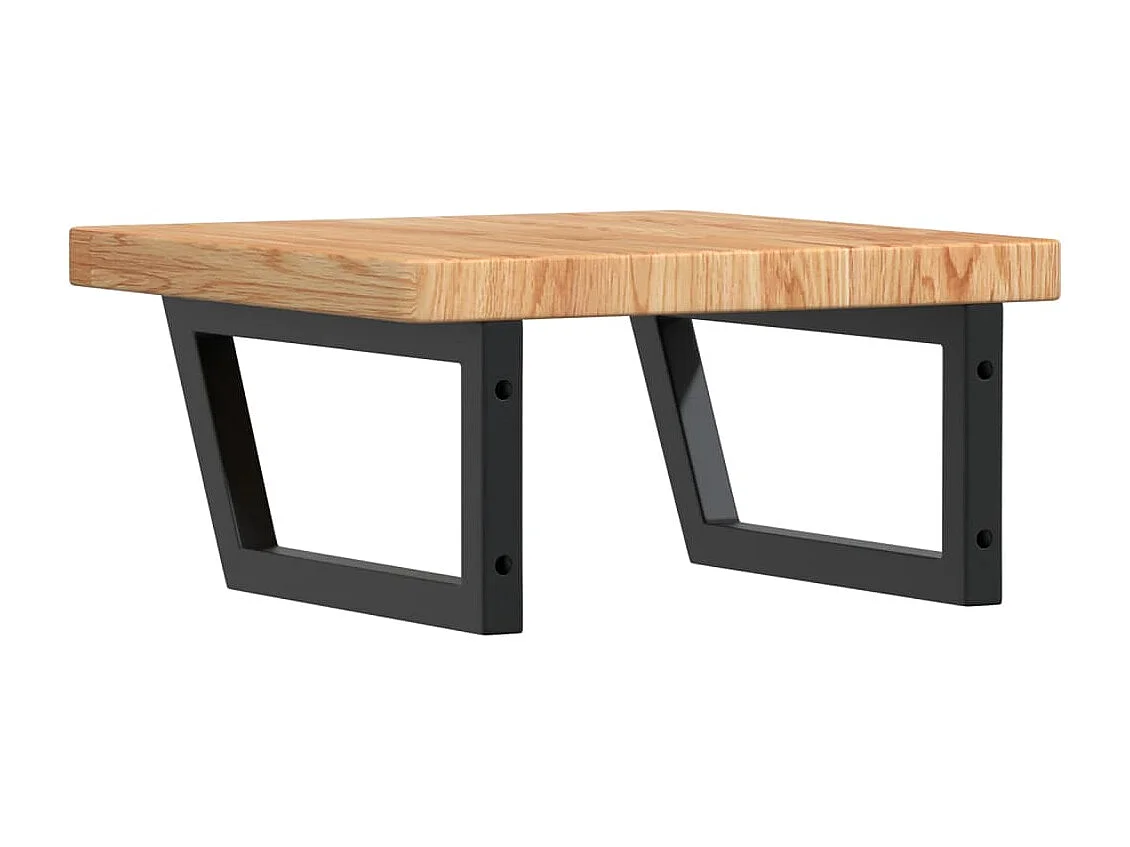 Waschtischplatte mit Halterung Stahl und Massivholz Eiche