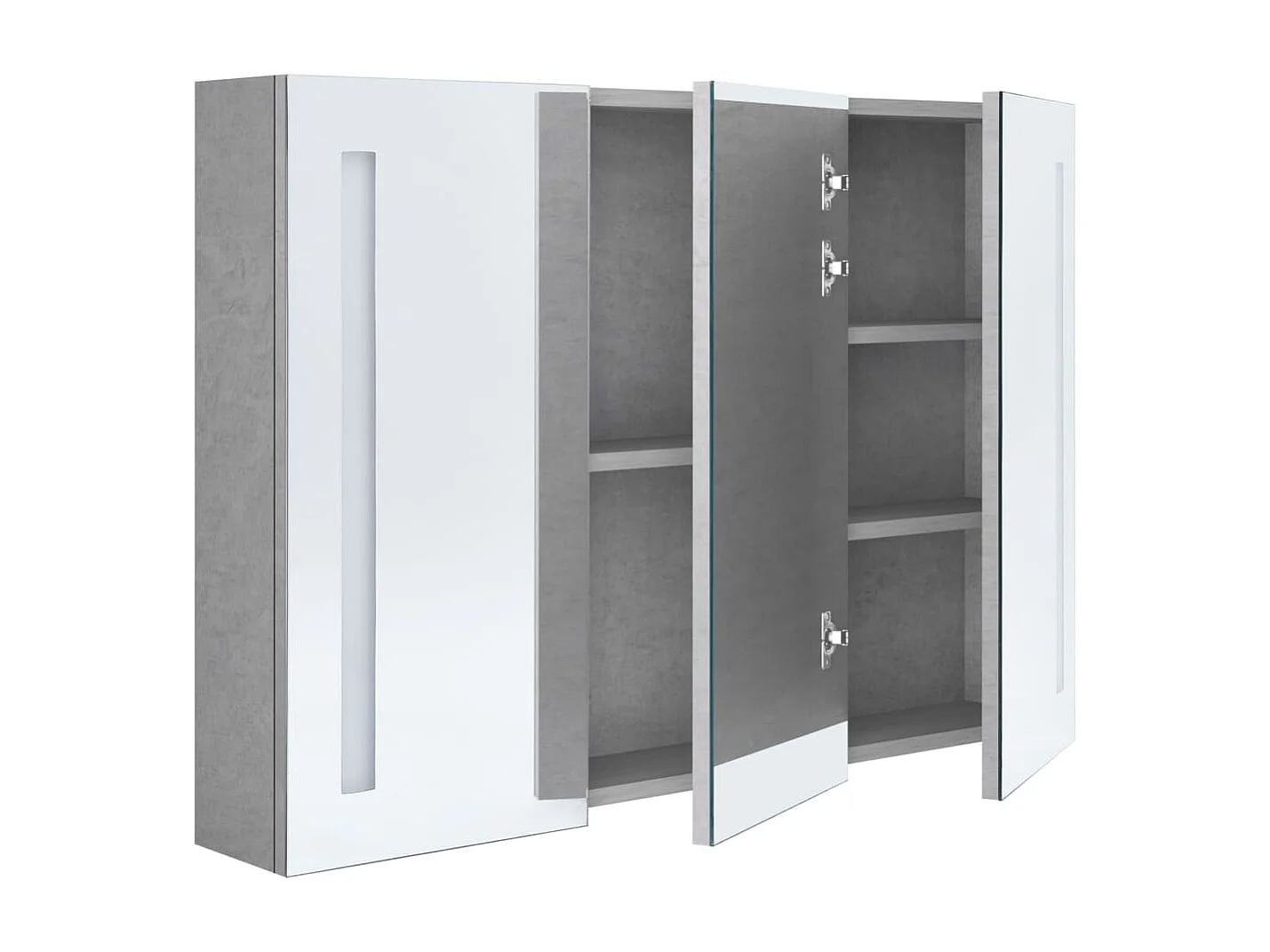 Armoire de salle de bain à miroir LED Gris béton 89x14x62 cm