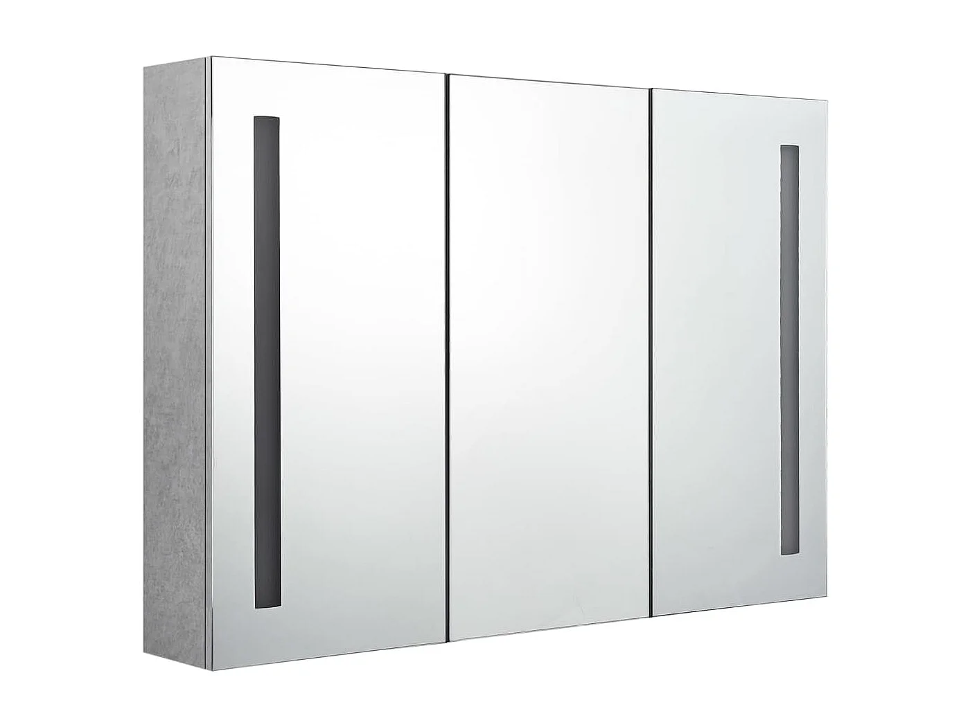 Armoire de salle de bain à miroir LED Gris béton 89x14x62 cm