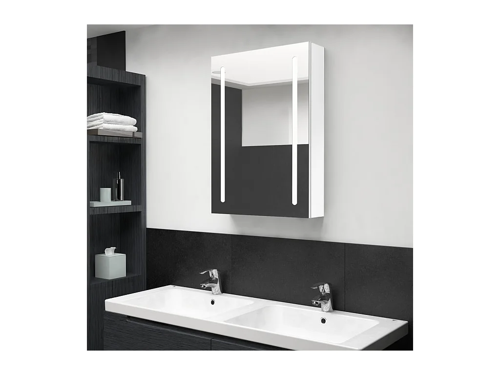LED-Spiegelschrank fürs Bad Glänzend Weiß 50x13x70 cm