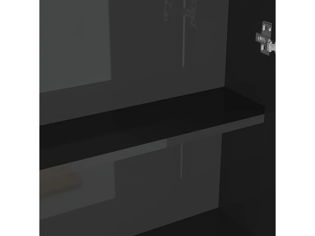 Armoire à miroir de salle de bain 60x15x75 cm MDF Noir brillant