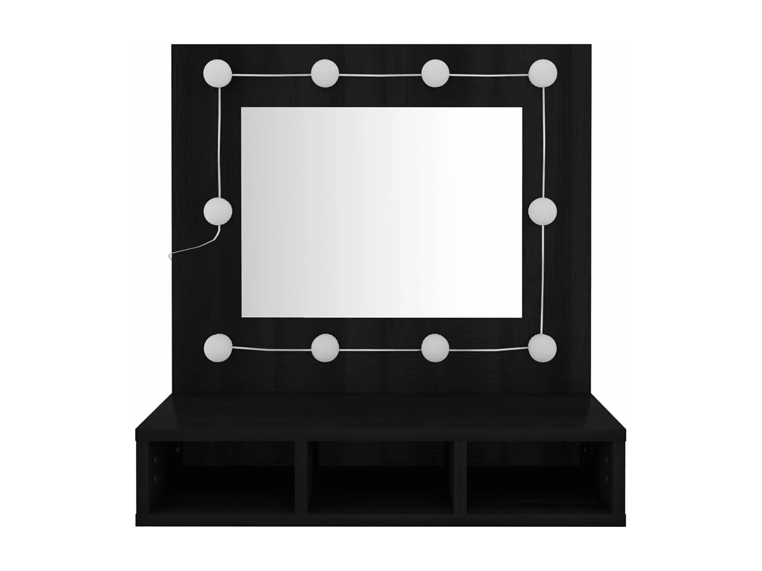 Armário espelhado com luzes LED 60x31,5x62 cm preto