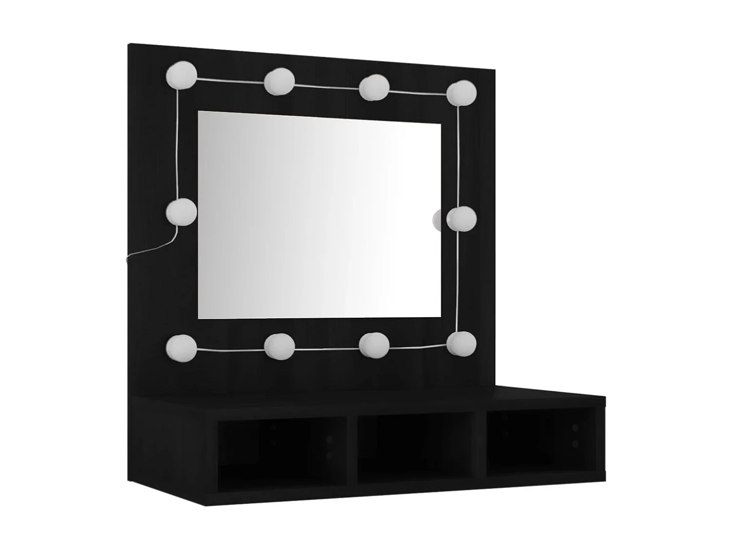 Armoire à miroir avec LED noir 60x31,5x62 cm